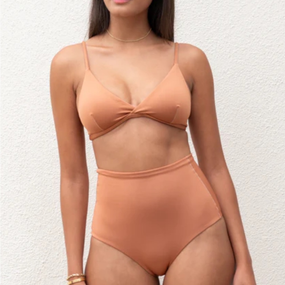 Left On Friday High-Waist Bikini Set in Warm Tan